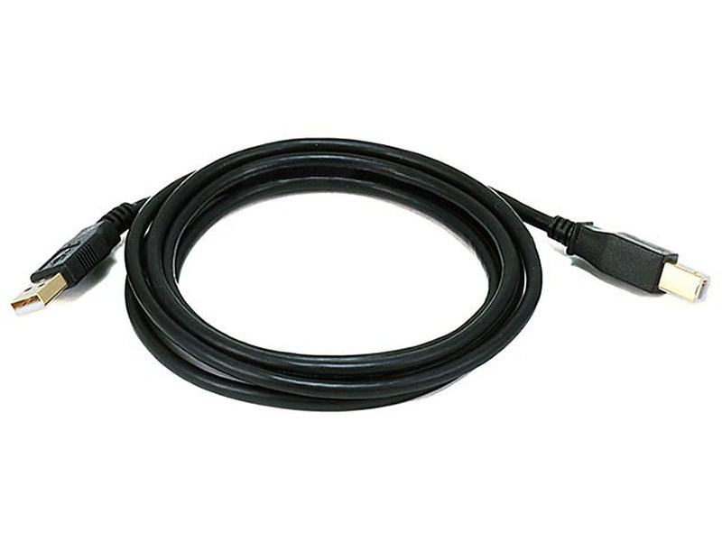 Monoprice® 6' Gold Plated USB 2.0 A Male to B Male 28/24AWG Cable, Black