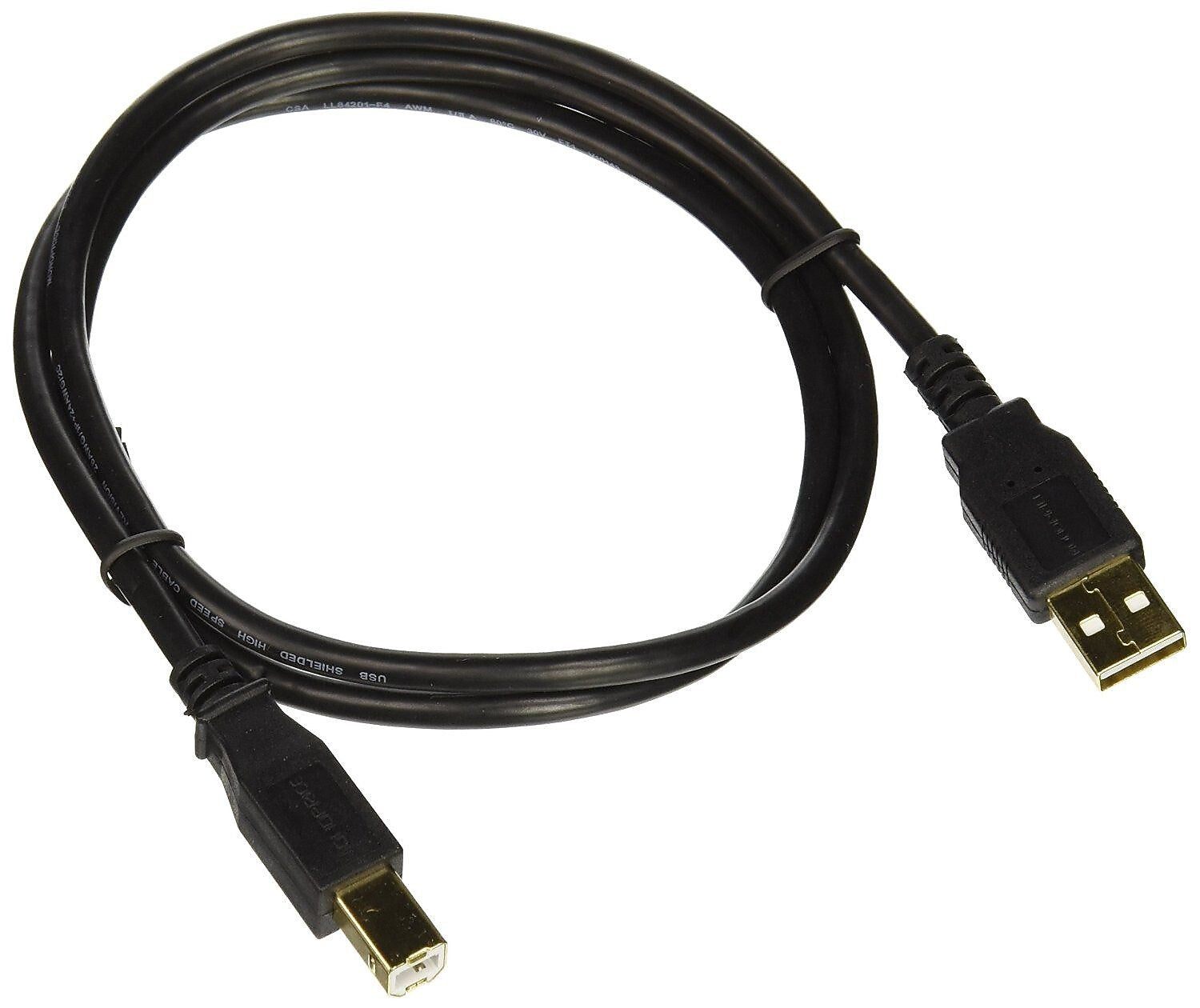 Monoprice® 3' Gold Plated USB 2.0 A Male to B Male 28/24AWG Cable, Black