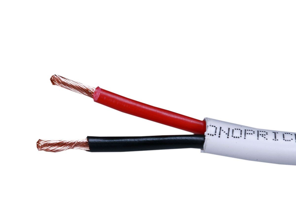 Monoprice® 100' CL2 2-Conductor 16AWG Oxygen-Free Copper Wire Cable For Loud Speaker, White