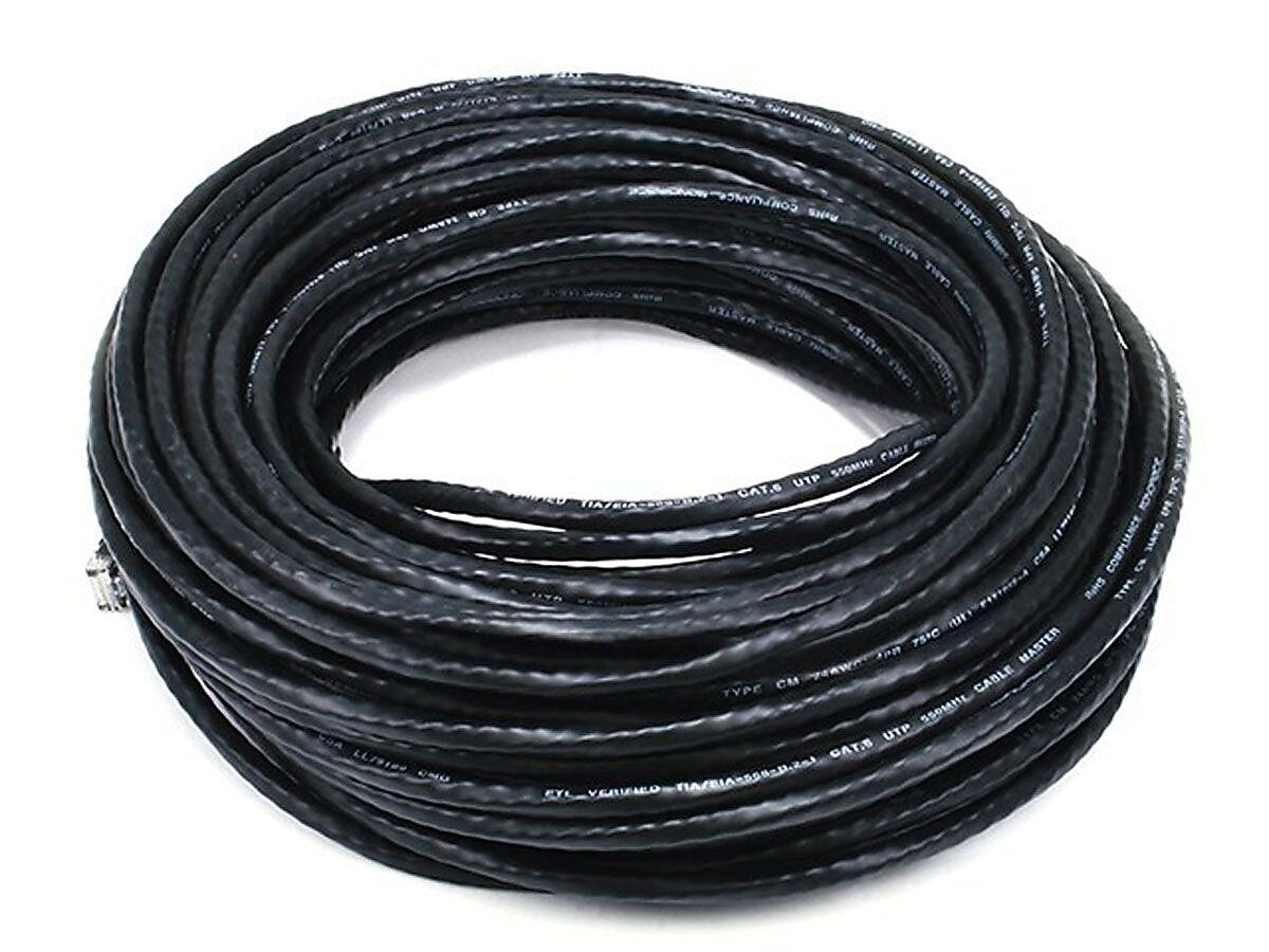 Monoprice® 100' 24AWG Cat5e UTP LC Male to Male Ethernet Network Cable, Black