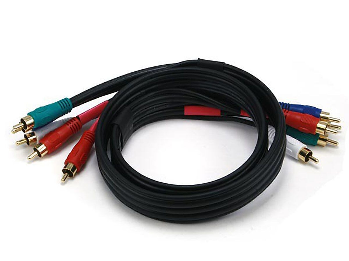 Monoprice® 3' 5-RCA Component 22AWG Video/Audio Coaxial Cable, Black