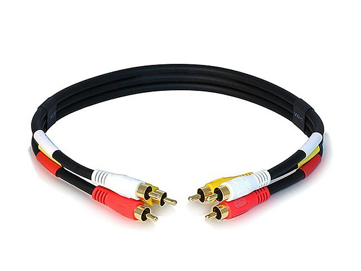 Monoprice® 1.5' Triple RCA Stereo Video Dubbing Composite Cable, Black
