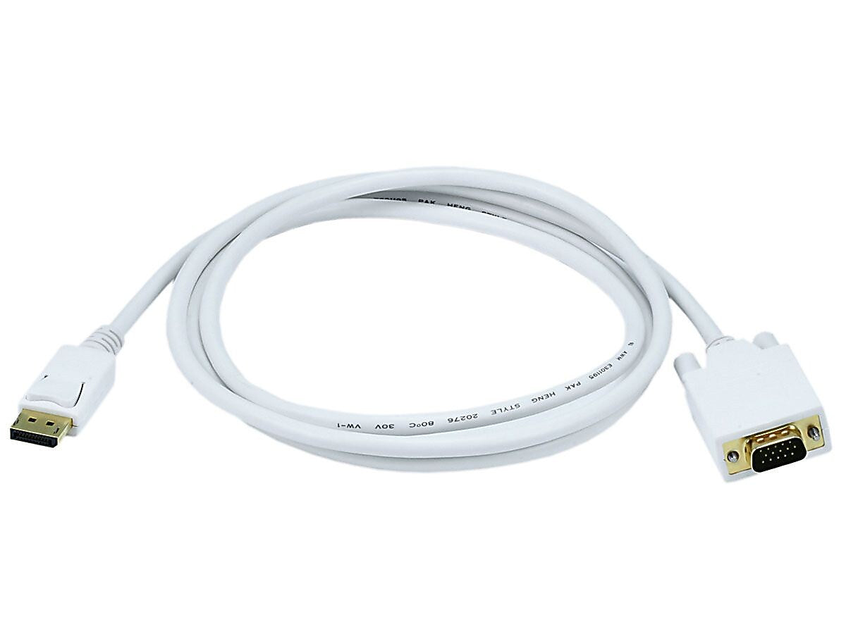 Monoprice® 6' DisplayPort Male to VGA Male 28AWG Cable, White