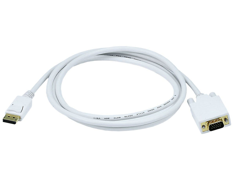 Monoprice® 6' DisplayPort Male to VGA Male 28AWG Cable, White