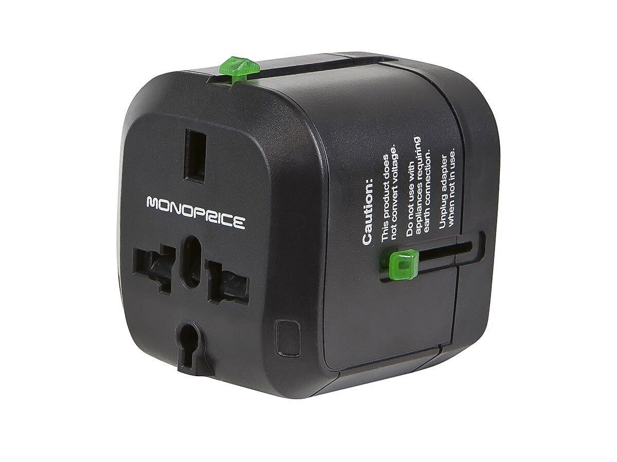 Monoprice® Compact Cube Universal Travel Adaptor, Black