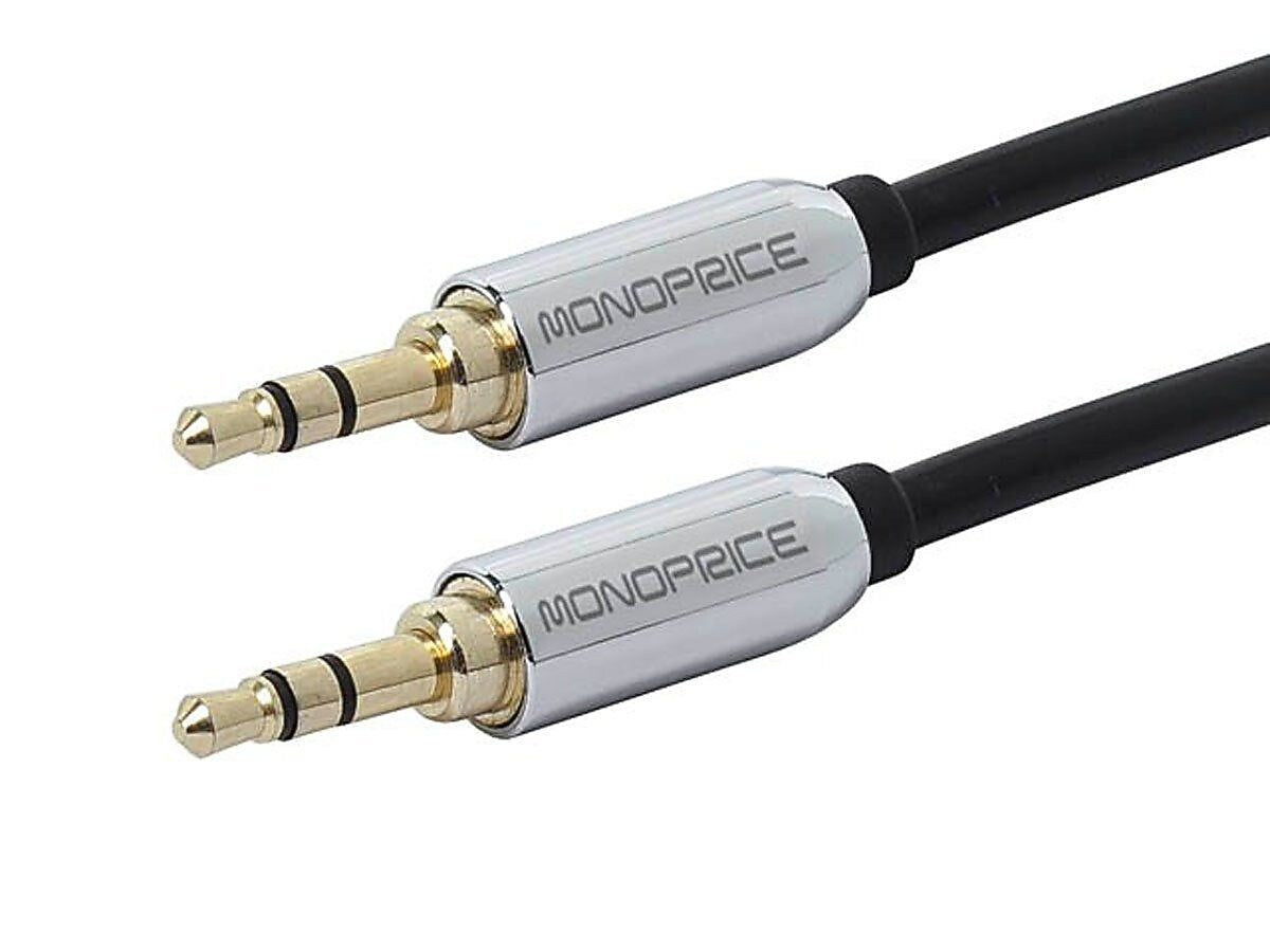Monoprice® 10' Gold Plated 3.5mm Stereo Male to Male Cable For Mobile, Black