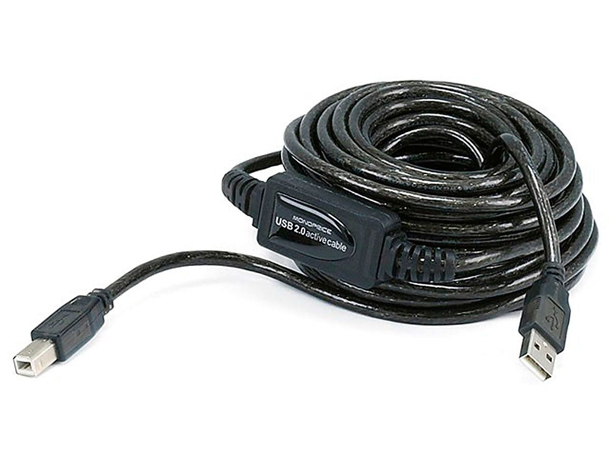 Monoprice 33' USB 2.0 Male to Male Active Cable, Black