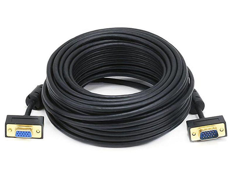 Monoprice® 50' Ultra Slim Super VGA Male to Female 30 to 32AWG Monitor Cable With Ferrites, Black