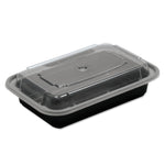 Pactiv Versatainers, 1-Comp, Black/clear, 16oz, 5w X 7 1/4d X 1 1/2h, 150/carton