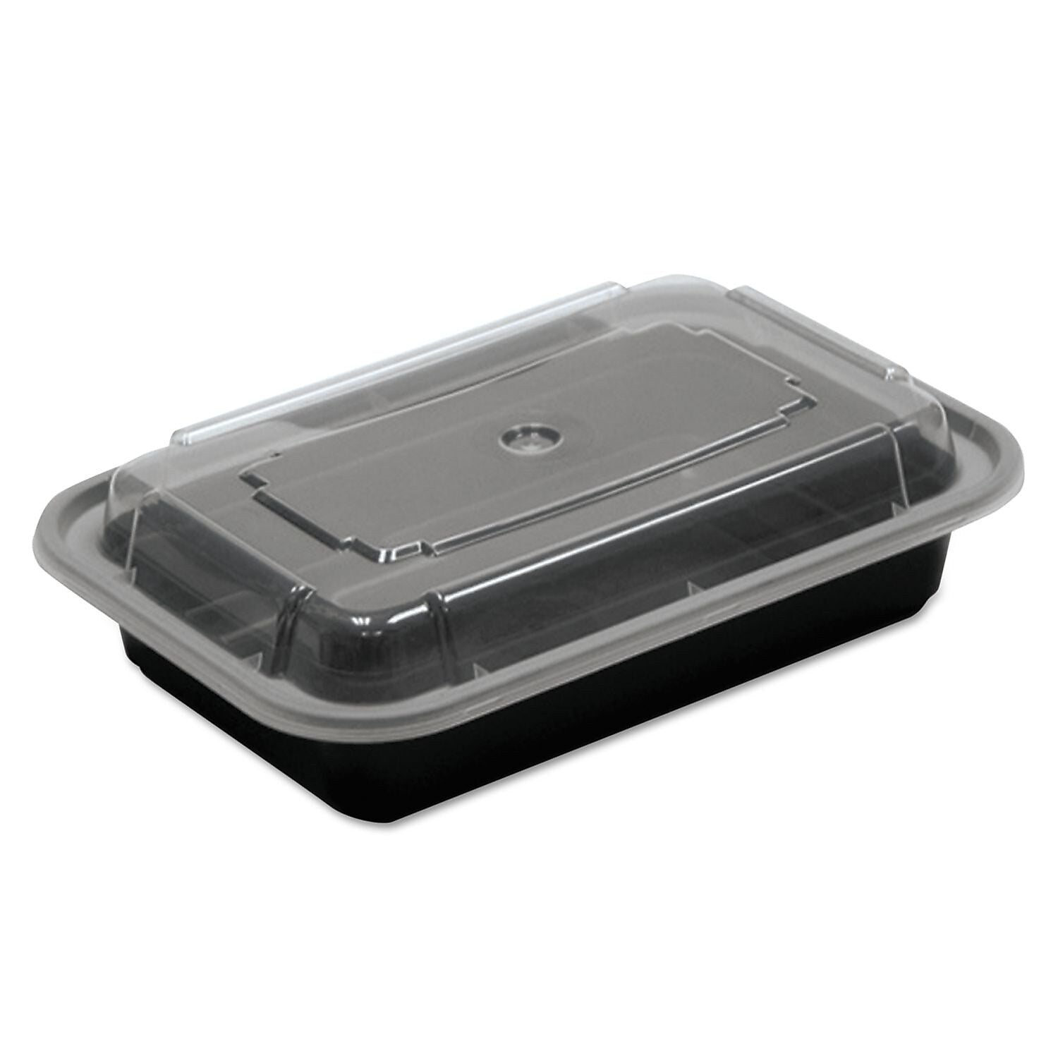 Pactiv Versatainers, 1-Comp, Black/clear, 16oz, 5w X 7 1/4d X 1 1/2h, 150/carton