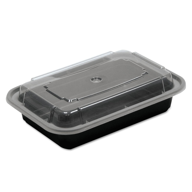 Pactiv Versatainers, 1-Comp, Black/clear, 16oz, 5w X 7 1/4d X 1 1/2h, 150/carton