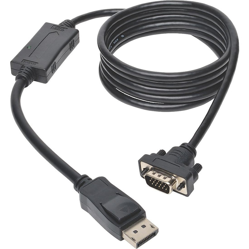 Tripp Lite P581-006-VGA-V2 6' DisplayPort/HD-15 VGA Male/Male Video Cable, Black