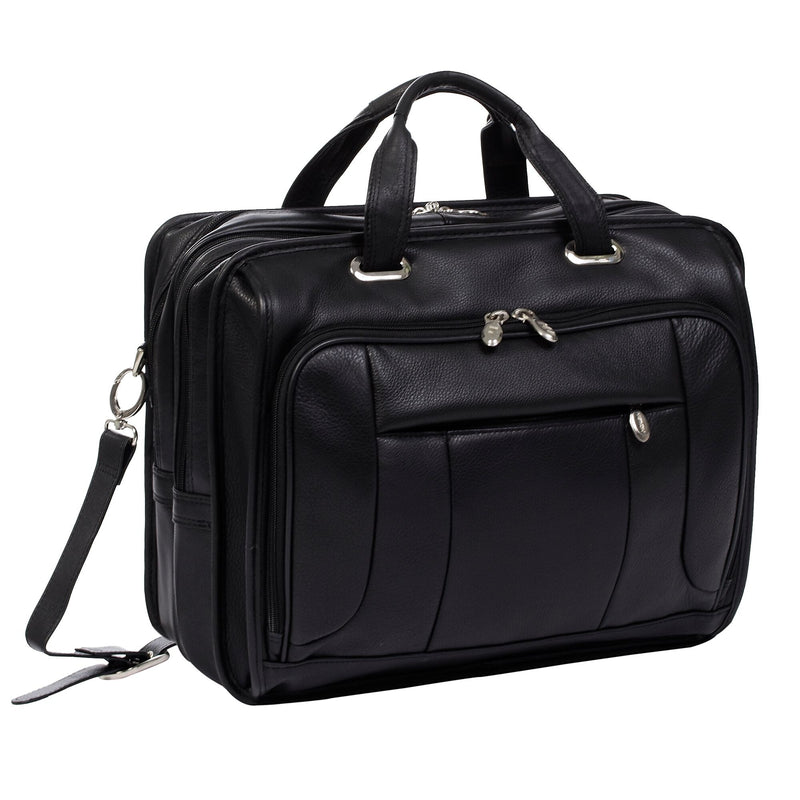 McKlein S Series Leather Briefcase, Laptop Compatible, TSA Checkpoint Friendly, Black (15715)
