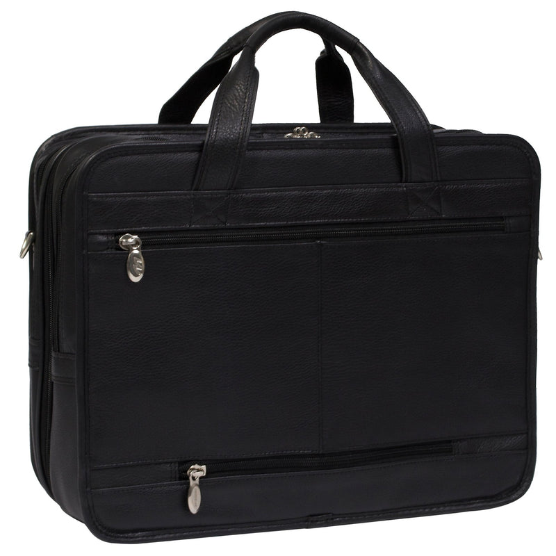 McKlein S Series Leather Briefcase, Laptop Compatible, TSA Checkpoint Friendly, Black (15715)