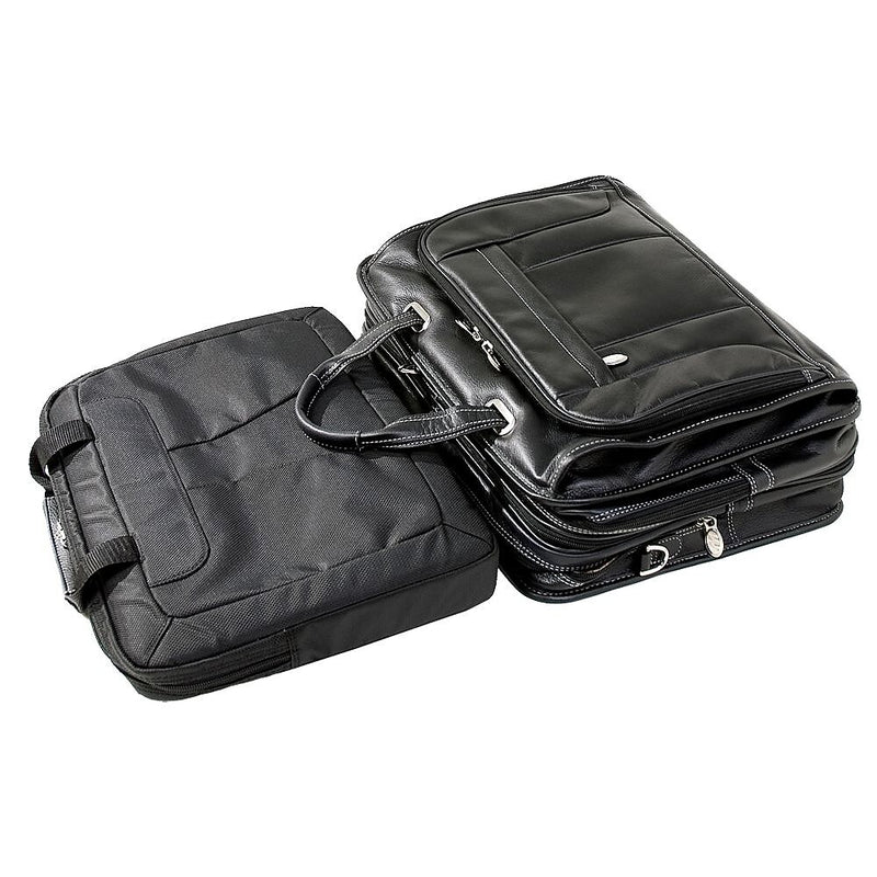 McKlein S Series Leather Briefcase, Laptop Compatible, TSA Checkpoint Friendly, Black (15715)