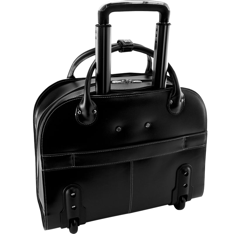 McKlein Limited Edition Leather Briefcase, Laptop Compatible, Rolling, Black (96315)