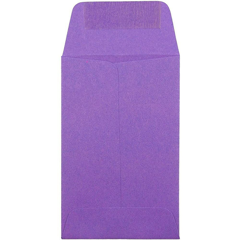 JAM Paper #1 Coin Business Colored Envelopes, 2.25 x 3.5, Violet Purple Recycled, 50/Pack (353027837I)