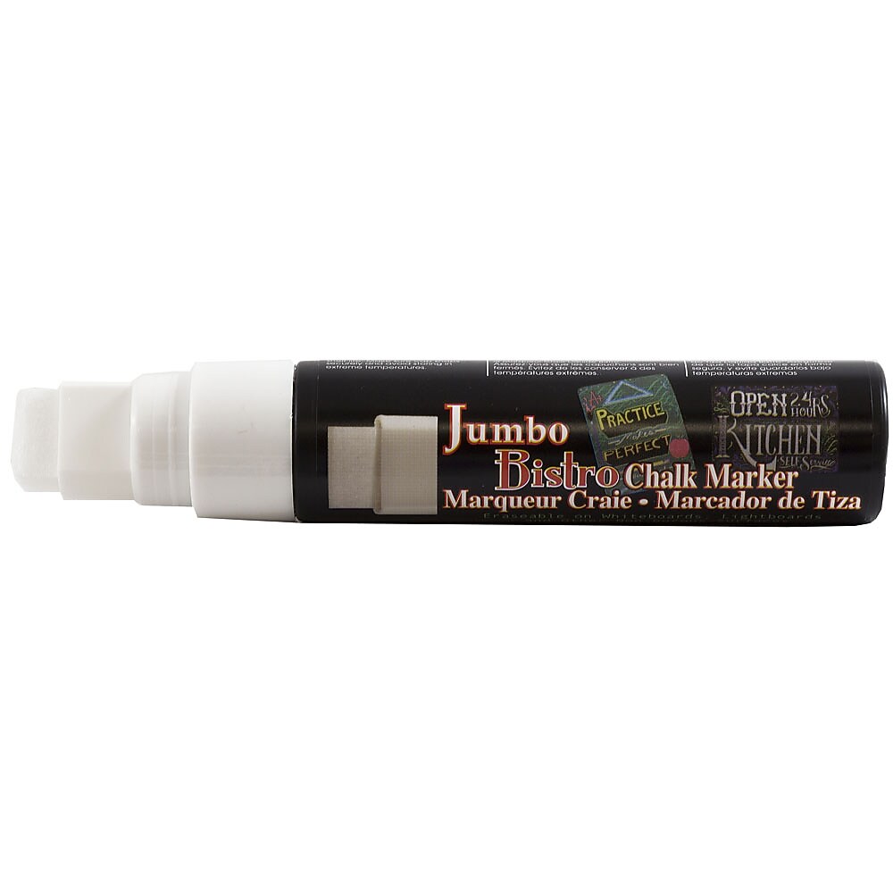 Marvy Uchida Bistro Chalk Markers, Jumbo Chisel Tip, White Ink (526481WH)