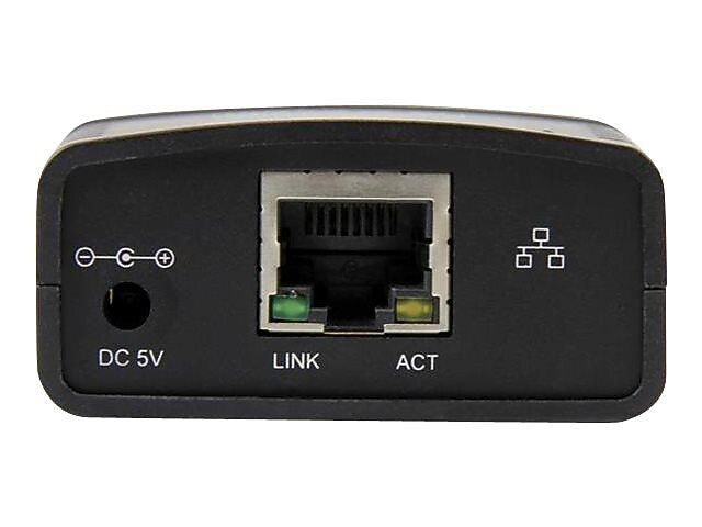 StarTech.com® PM1115U2 Black Ethernet to USB 2.0 Network LPR Print Server for Mac/PC