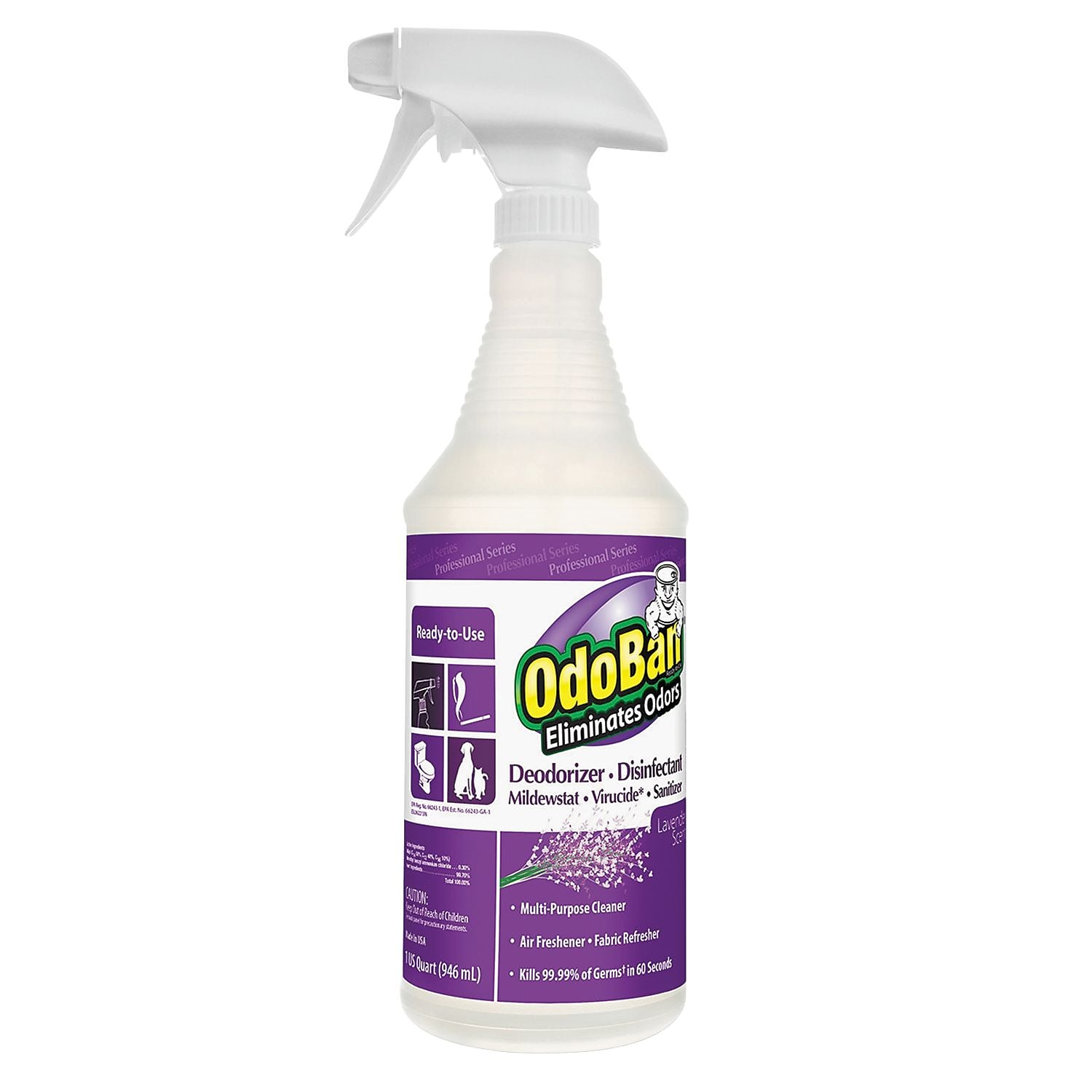OdoBan Odor Eliminator, Lavender Scent, 32oz Spray, 12/Carton (ODO910162QC12)