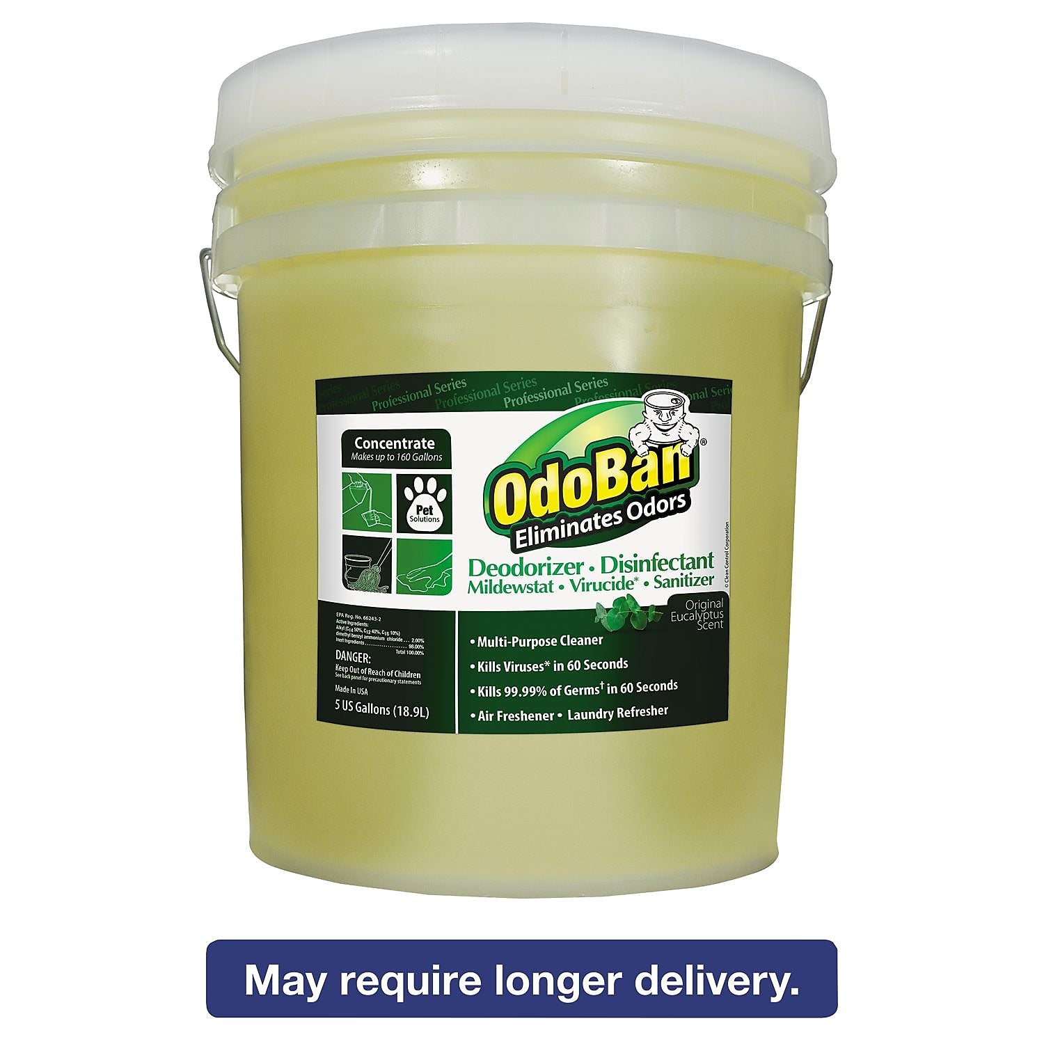 OdoBan Professional Series Deodorizer Disinfectant, 5gal Pail, Eucalyptus Scent (ODO9110625G)