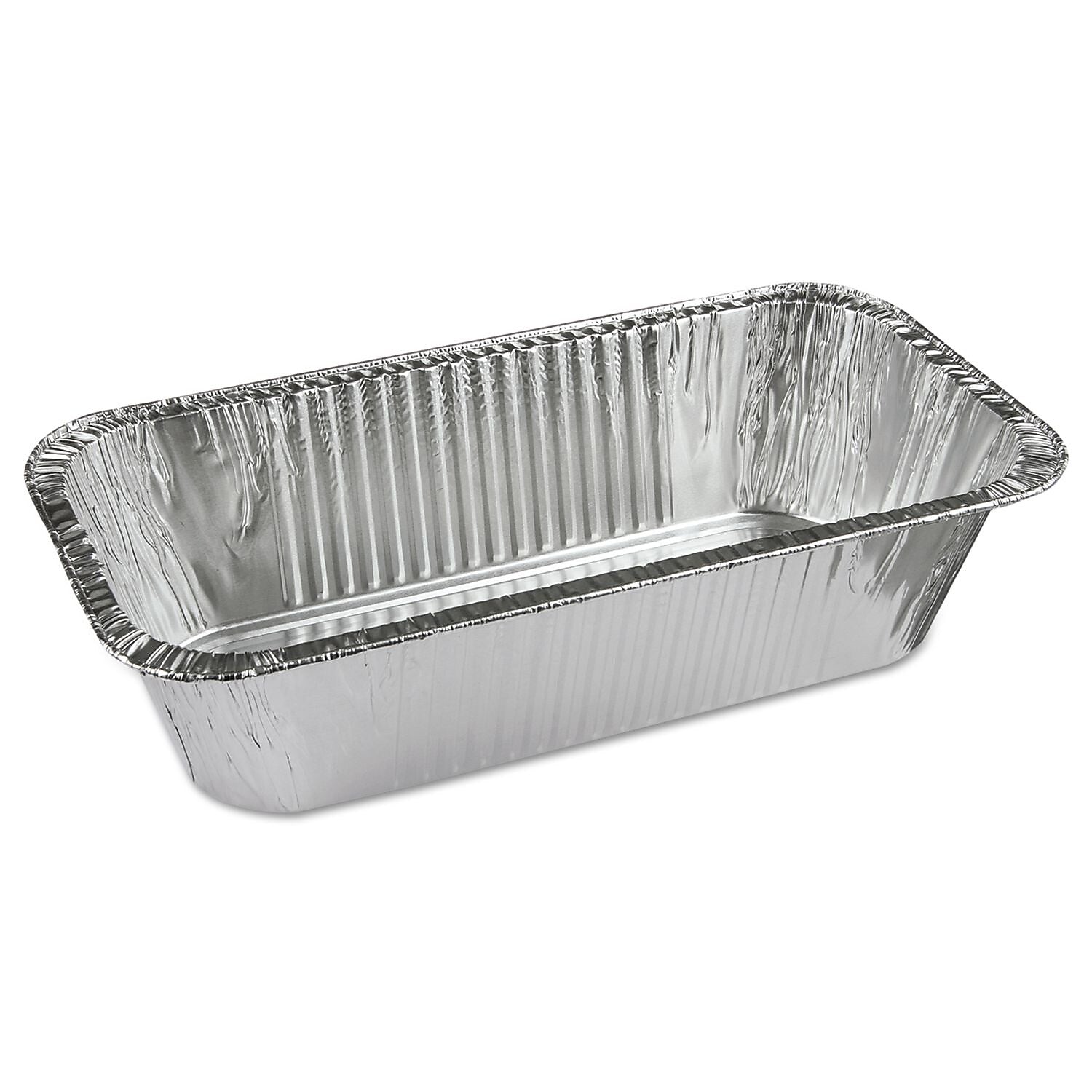 Pactiv Ribbed 1/3-Size Aluminum Bread Pans, 1-Comp, 8 2/5w X 5 9/10d X 3h, 200/carton