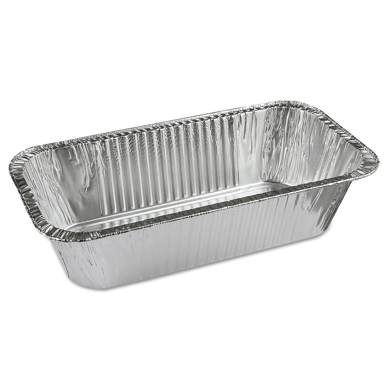 Pactiv Ribbed 1/3-Size Aluminum Bread Pans, 1-Comp, 8 2/5w X 5 9/10d X 3h, 200/carton