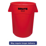 Rubbermaid Commercial Brute Vented Trash Receptacle, Round, 44 Gal, Red, 4/carton