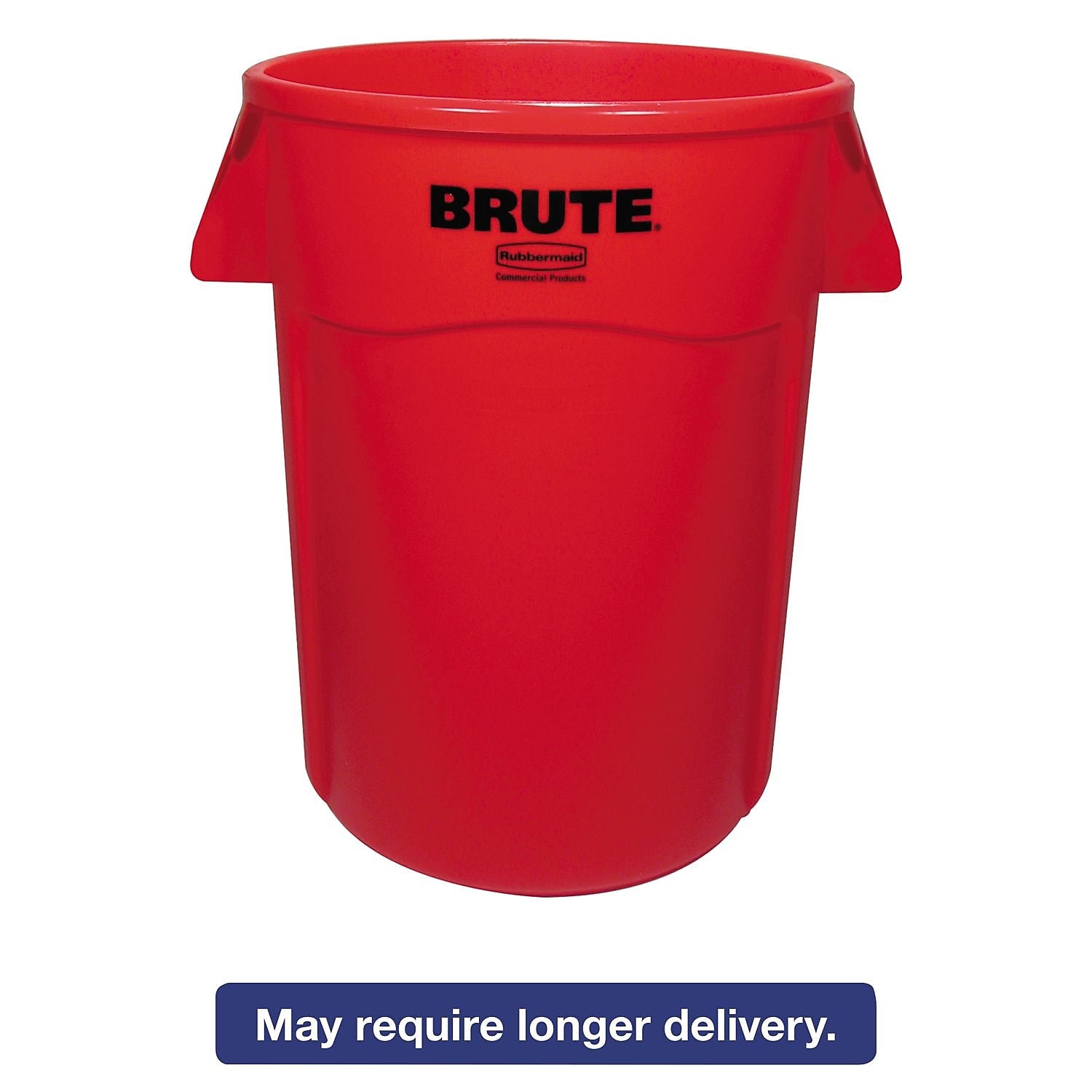 Rubbermaid Commercial Brute Vented Trash Receptacle, Round, 44 Gal, Red, 4/carton