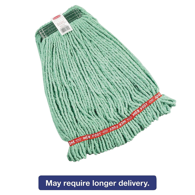 Rubbermaid Commercial Web Foot Wet Mop Heads, Shrinkless, Cotton/synthetic, Green, Medium
