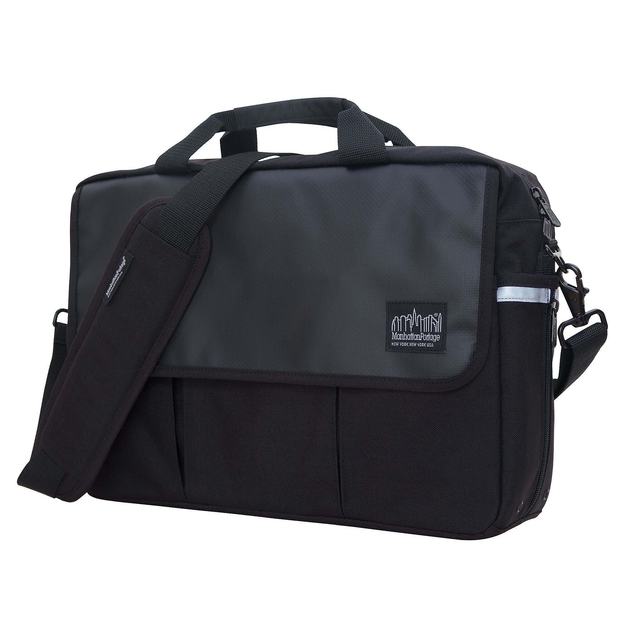 Manhattan Portage Webb Convertible Nylon Briefcase, Laptop Compatible, TSA Checkpoint Friendly, Black (1448-BL BLK)