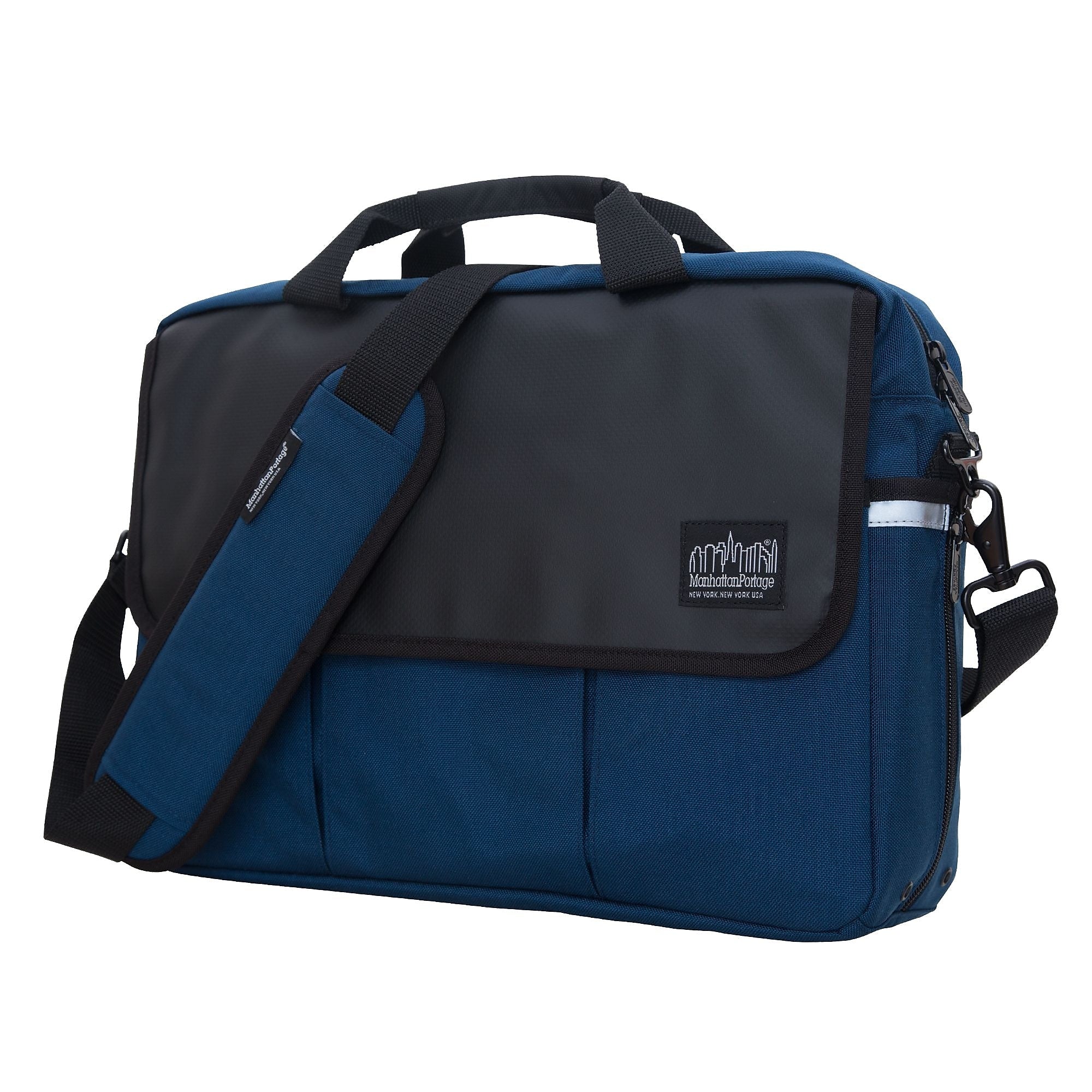 Manhattan Portage Webb Convertible Nylon Briefcase, Laptop Compatible, TSA Checkpoint Friendly, Navy (1448-BL NVY)