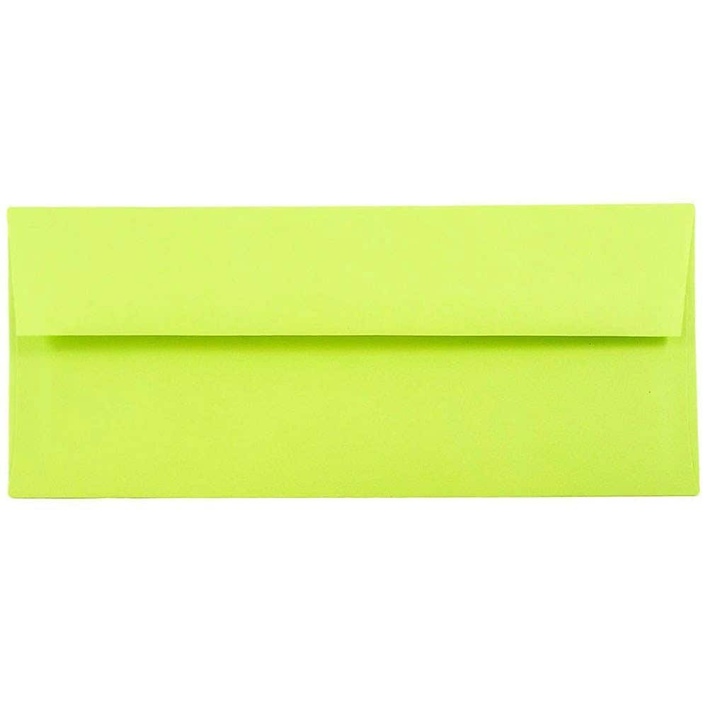 JAM Paper #10 Business Envelope, 4 1/8" x 9 1/2", Lime Green, 25/Pack (71091)
