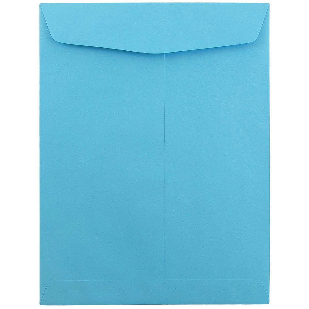 JAM Paper 9" x 12" Open End Catalog Colored Envelopes, Blue Recycled, 10/Pack (80386B)