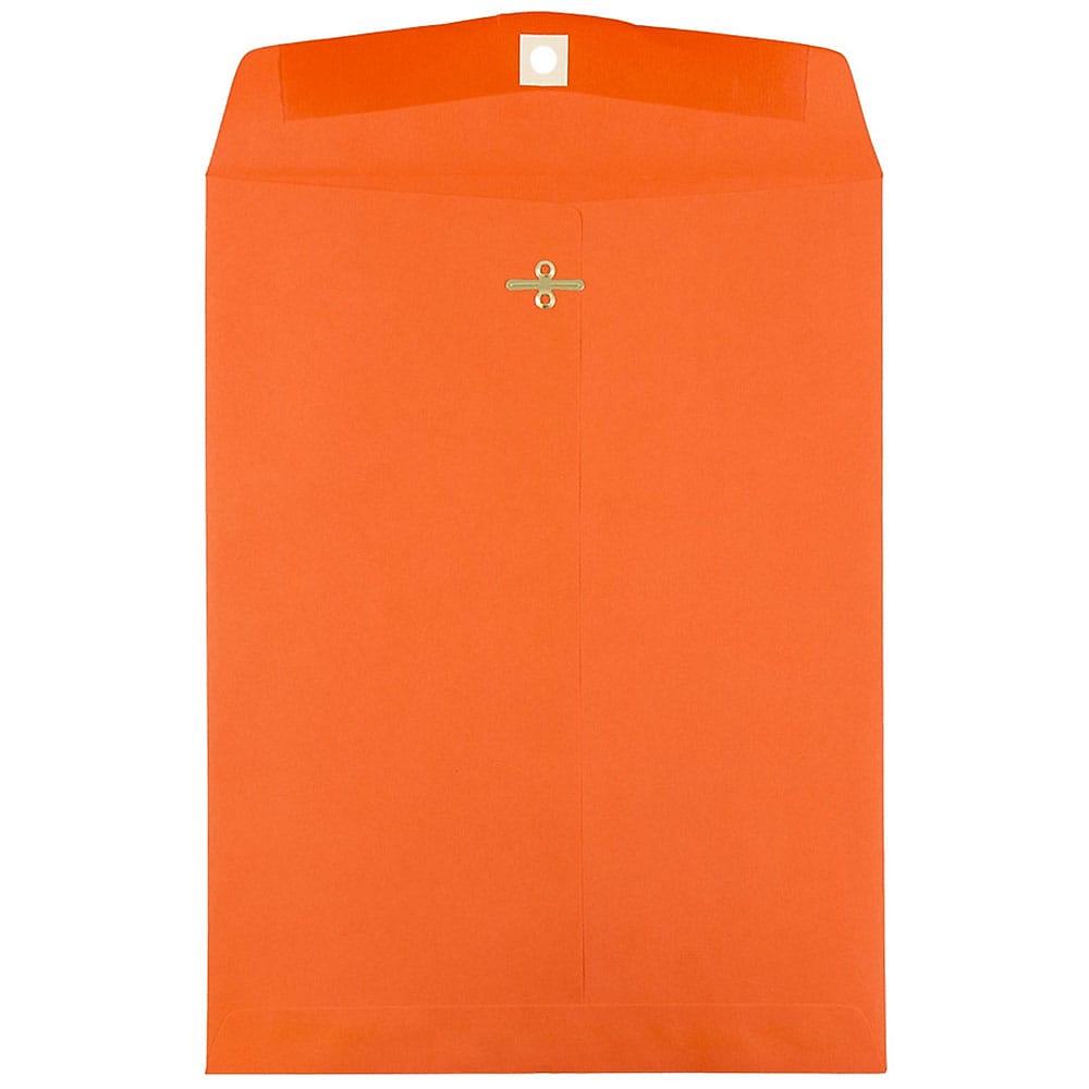 JAM Paper 9" x 12" Open End Catalog Colored Envelopes with Clasp Closure, Orange Recycled, 10/Pack (92938B)