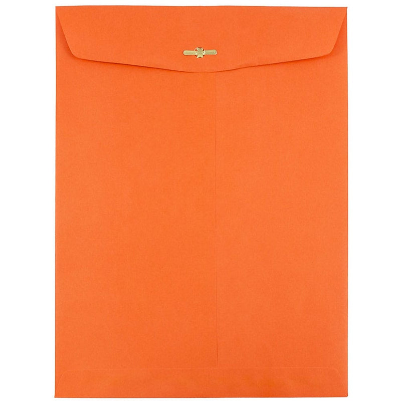 JAM Paper 9" x 12" Open End Catalog Colored Envelopes with Clasp Closure, Orange Recycled, 10/Pack (92938B)