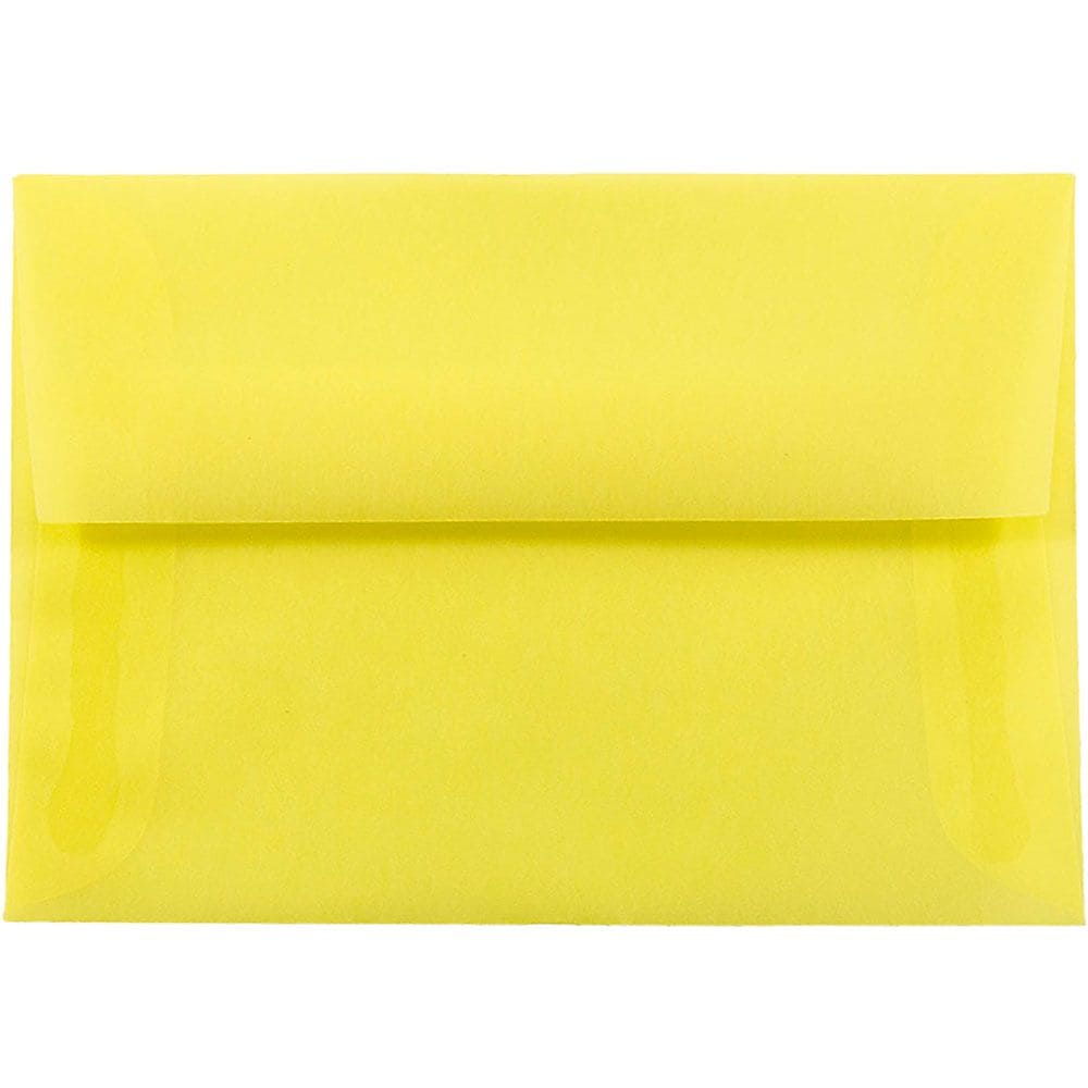 JAM Paper 4Bar A1 Translucent Vellum Invitation Envelopes, 3.625 x 5.125, Primary Yellow, 25/Pack (1591616)