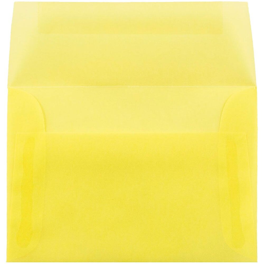 JAM Paper 4Bar A1 Translucent Vellum Invitation Envelopes, 3.625 x 5.125, Primary Yellow, 25/Pack (1591616)