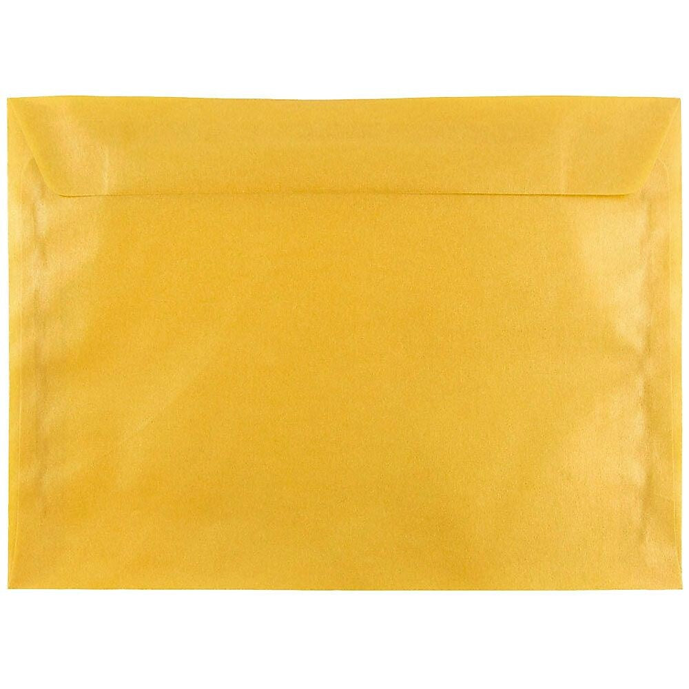 JAM Paper 9 x 12 Booklet Translucent Vellum Envelopes, Gold, 25/Pack (1592176)