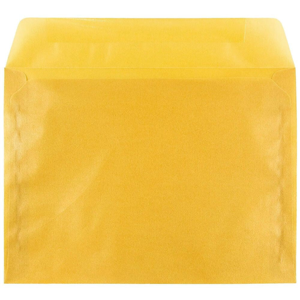 JAM Paper 9 x 12 Booklet Translucent Vellum Envelopes, Gold, 25/Pack (1592176)