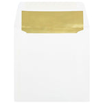 JAM Paper 6 x 6 Square Foil Lined Invitation Envelopes, White with Gold Foil, 25/Pack (3244689)