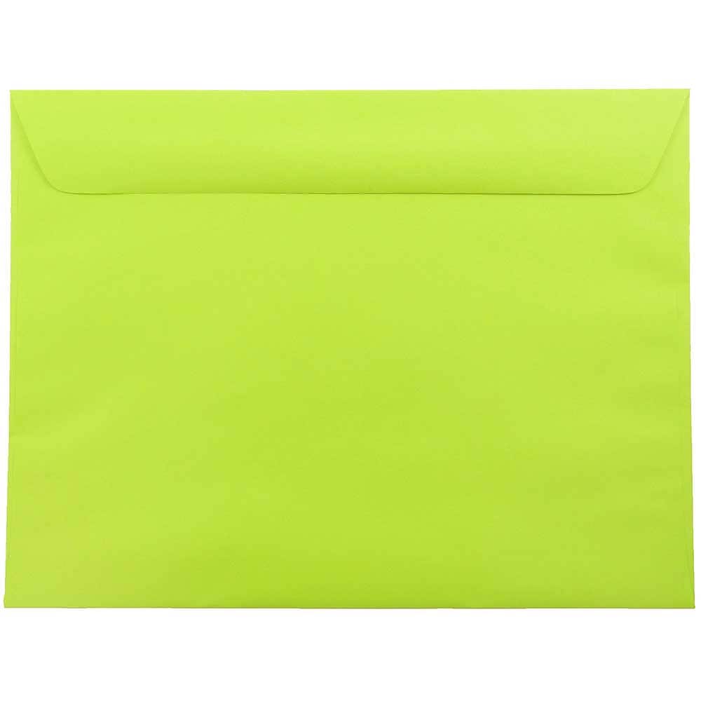 JAM Paper 9 x 12 Booklet Colored Envelopes, Ultra Lime Green, 25/Pack (5156771)