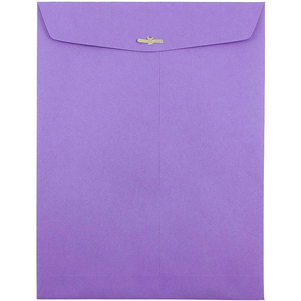 JAM Paper 9" x 12" Open End Catalog Colored Envelopes with Clasp Closure, Violet Purple Recycled, 10/Pack (900906767B)