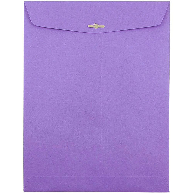 JAM Paper 9" x 12" Open End Catalog Colored Envelopes with Clasp Closure, Violet Purple Recycled, 10/Pack (900906767B)