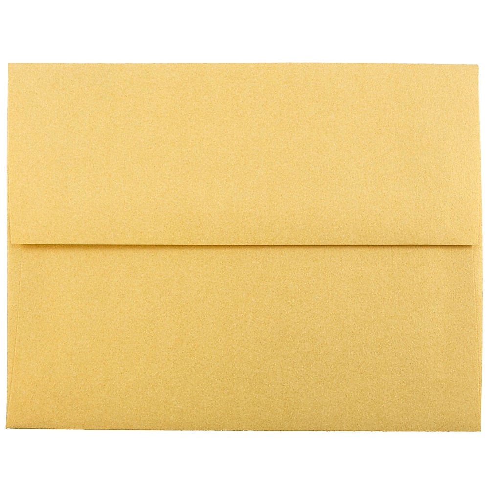 JAM Paper A2 Metallic Invitation Envelopes, 4.375 x 5.75, Stardream Gold, 25/Pack (GCST608)