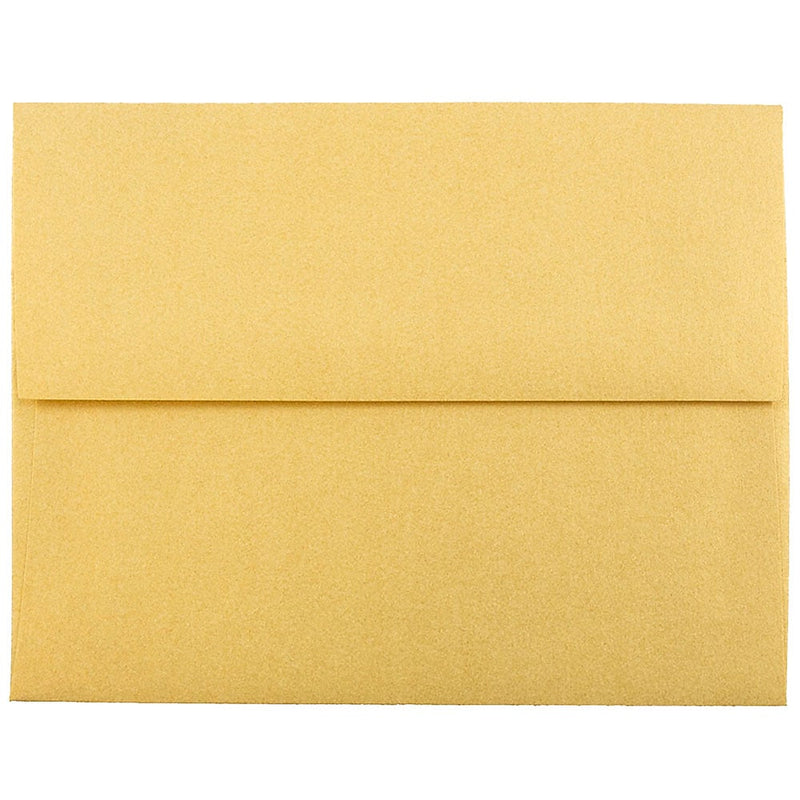 JAM Paper A2 Metallic Invitation Envelopes, 4.375 x 5.75, Stardream Gold, 25/Pack (GCST608)