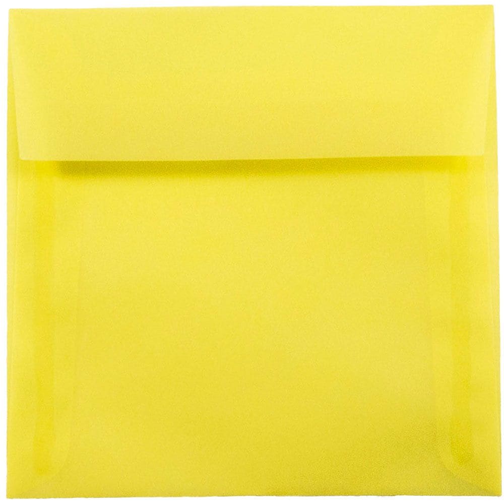 JAM Paper 5.5 x 5.5 Square Translucent Vellum Invitation Envelopes, Primary Yellow, 25/Pack (PACV506)