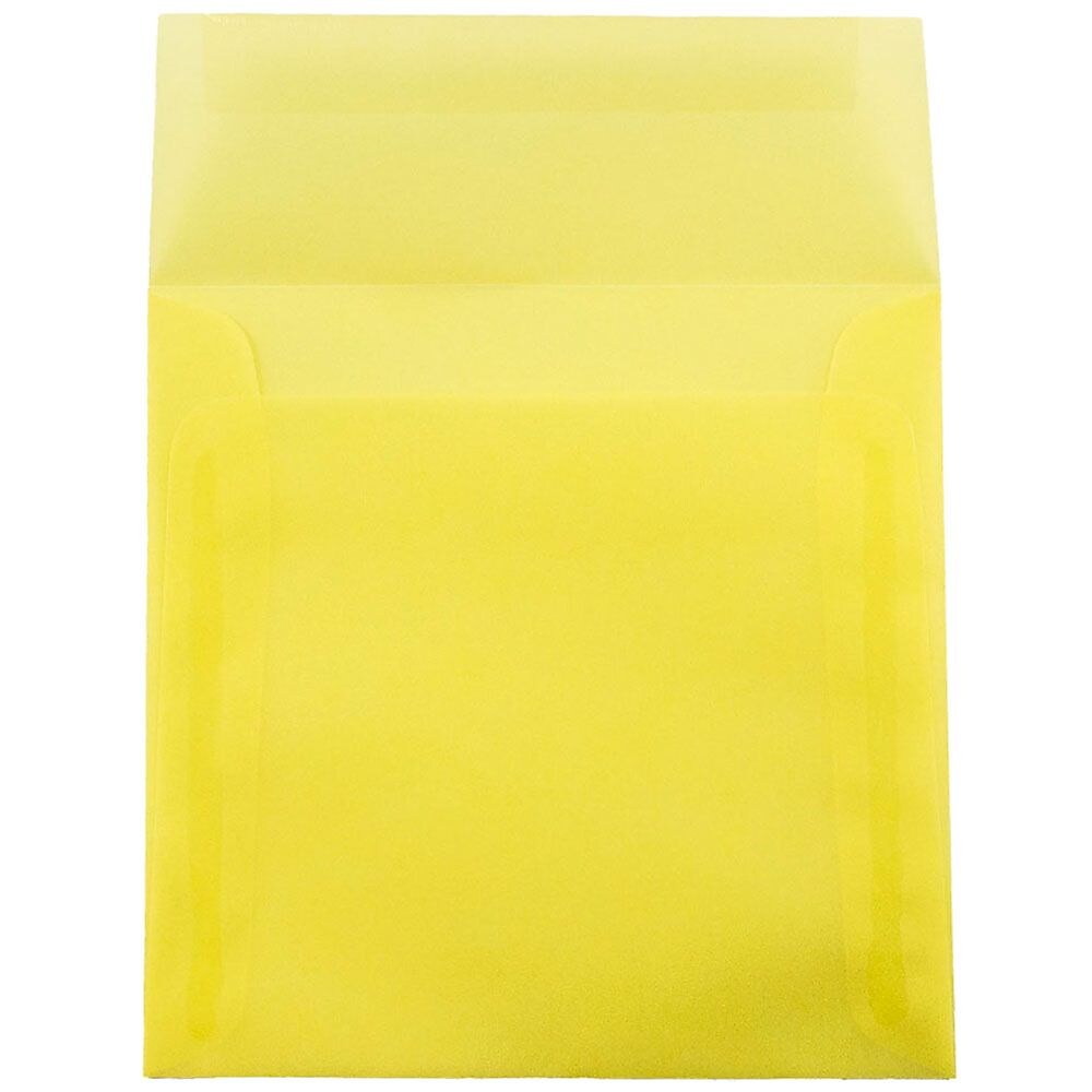 JAM Paper 5.5 x 5.5 Square Translucent Vellum Invitation Envelopes, Primary Yellow, 25/Pack (PACV506)