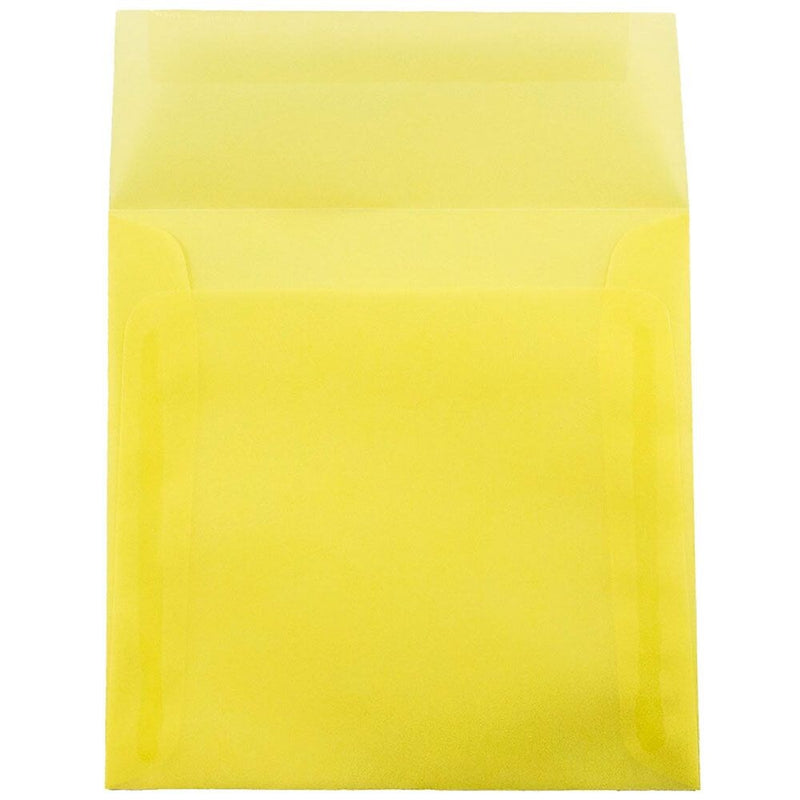 JAM Paper 5.5 x 5.5 Square Translucent Vellum Invitation Envelopes, Primary Yellow, 25/Pack (PACV506)