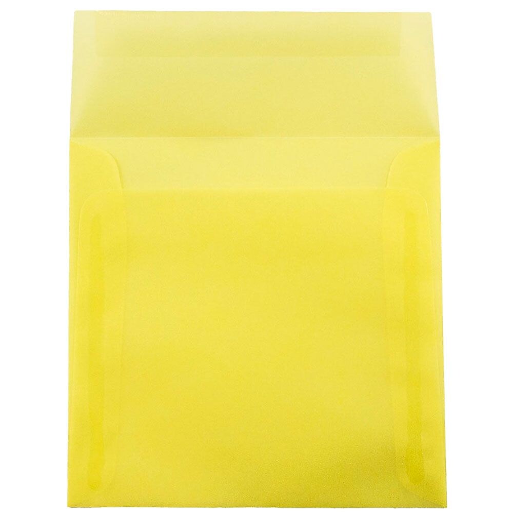 JAM Paper 6 x 6 Square Translucent Vellum Invitation Envelopes, Primary Yellow, 25/Pack (PACV516)